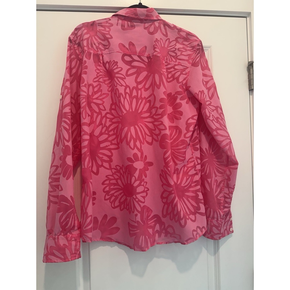 Lilly Pulitzer Pink Shirt Resort Fit Button Up Floral Sheer Beach Sz XL - Picture 4 of 12